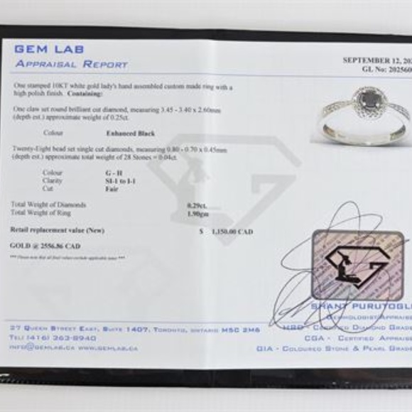 10K White Gold Diamond & Enhanced Black Diamond - Picture 8 of 8